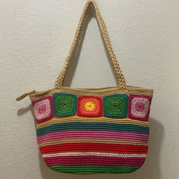 The Sak Rainbow Striped Woven Shoulder Bag Purse NWOT - Picture 3 of 12